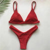 Bandage Bikini Swimwear Women's Bikini Swimsuit Ribbed Tie Side Bathing Suit Scrunch Butt String Thong Bikini Set by Stevvex
