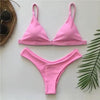 Bandage Bikini Swimwear Women's Bikini Swimsuit Ribbed Tie Side Bathing Suit Scrunch Butt String Thong Bikini Set by Stevvex