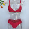 Bandage Bikini Swimwear Women's Bikini Swimsuit Ribbed Tie Side Bathing Suit Scrunch Butt String Thong Bikini Set by Stevvex