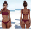 Bandage Bikini Swimwear Women's Bikini Swimsuit Ribbed Tie Side Bathing Suit Scrunch Butt String Thong Bikini Set by Stevvex