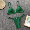 Bandage Bikini Swimwear Women's Bikini Swimsuit Ribbed Tie Side Bathing Suit Scrunch Butt String Thong Bikini Set by Stevvex