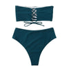 Bandage Bikini Swimwear Women Swimsuit High Waist Bikini Set Bathing Suit Push Up Women's Spaghetti Strap Bandeau Lace Up High Waist 2PCS Bikini Set by Stevvex