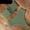Bandage Bikini Swimwear Women Swimsuit High Waist Bikini Set Bathing Suit Push Up Women's Spaghetti Strap Bandeau Lace Up High Waist 2PCS Bikini Set by Stevvex