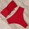 Bandage Bikini Swimwear Women Swimsuit High Waist Bikini Set Bathing Suit Push Up Women's Spaghetti Strap Bandeau Lace Up High Waist 2PCS Bikini Set by Stevvex