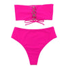 Bandage Bikini Swimwear Women Swimsuit High Waist Bikini Set Bathing Suit Push Up Women's Spaghetti Strap Bandeau Lace Up High Waist 2PCS Bikini Set by Stevvex