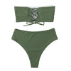Bandage Bikini Swimwear Women Swimsuit High Waist Bikini Set Bathing Suit Push Up Women's Spaghetti Strap Bandeau Lace Up High Waist 2PCS Bikini Set by Stevvex