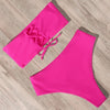 Bandage Bikini Swimwear Women Swimsuit High Waist Bikini Set Bathing Suit Push Up Women's Spaghetti Strap Bandeau Lace Up High Waist 2PCS Bikini Set by Stevvex