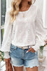 White Eyelet Embroidered Smocked Cuffs Blouse by Wild and Free Boutique