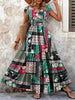 Women's V-Neck Floral Print A-Line Midi Dress – High Waist Sleeveless by FitiqueFit