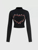 Heart Safety Pin Long Sleeve Crop T-Shirt by Simply Love