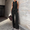 Women's Elegant Sleeveless Vest & Wide-Leg Pants Set – Office 2-Piece by FitiqueFit