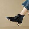 Women's Genuine Leather Kitten Heel Ankle Boots – Pointed Toe Side Zip by FitiqueFit