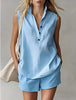 Women's Casual Sleeveless Cardigan Top & Shorts Set by FitiqueFit