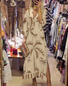 V-neck Floral Print Slit Three-quarter Sleeve Casual Sexy Dress