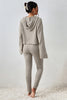 Lettuce Hem Dropped Shoulder Hooded Top and Pants Set