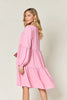 Light Green Double Take Full Size V-Neck Sleeve Tiered Dress with Pockets Elegant & Comfortable Casual Dress by Stevvex