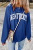 Dark Blue Raised Rib KENTUCKY/ Leopard KY Printed Sweatshirt by Wild and Free Boutique