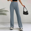 Women's High-Waisted Straight Flare Pants with Stitching Detail by FitiqueFit
