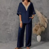 Women's Embroidered V-Neck Top & Wide-Leg Pants Set – 5 Colors S–XXL by FitiqueFit
