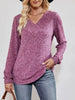 Ribbed Knit V-Neck Long Sleeve T-Shirt by Simply Love