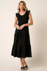 Smocked Ruffled Tiered Midi Dress – Feminine, Romantic, Flattering and Playful Design & Whimsical Style by Stevvex