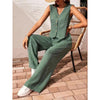 Women’s crop vest blazer wide leg pants set by FitiqueFit