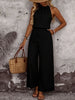 Women's Draped Neck Sleeveless Vest & Casual Pants Two-Piece Set by FitiqueFit