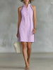 Women’s Sleeveless Button-Up Collar Shirt Dress by FitiqueFit
