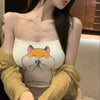 Female Creative Cartoon Printed Short Vest Base by My Store