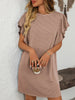 Ruffled Round Neck Short Sleeve Dress Feminine Simple Classic Dress Breathable And Comfy Dress by Stevvex