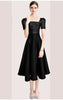 Women's Solid Color Pleated Waist Tight Slim Fit Solid Color Square Collar Dress