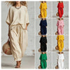 Women's Solid Color Loose Casual Set – T-Shirt & Ankle Pants by FitiqueFit