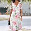 Women's Floral Lace Flounce Neckline High-Waist A-Line Midi Dress by FitiqueFit