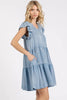 New Summer V-Neck Ruffled Cap Sleeve Mini Dress For Women – Fluttering, Trendy, Feminine, Elegant & Playful Style by Stevvex