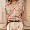 Women's Retro Short-Sleeve Jacquard Knit Top by FitiqueFit