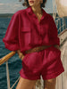 Cotton-Linen Loose-Fit Button-Down Shirt and Shorts Casual Set by FitiqueFit