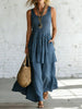 Women's Cotton Linen Sleeveless Loose Maxi Dress by FitiqueFit