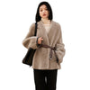 Women's Waist-controlled Lace-up V-neck Synthetic Fur Coat With Two Sides