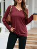 V-Neck Textured Knit Long Sleeve T-Shirt by Simply Love