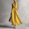 Women's Patchwork Cardigan & Wide Leg Pants Set | Colorblock Linen by FitiqueFit