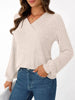 Ribbed Knit V-Neck Long Sleeve T-Shirt by Simply Love