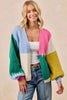 BiBi Color Block Open Front Sweater Cardigan by FitiqueFit