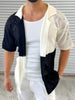Men's Contrast Button Down Hollow Out Shirt