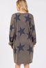 Modern Star Print Round Neck Dress Casual And Trendy Women’s Comfortable Soft Dress by Stevvex