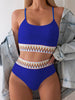 Bikini Scoop Neck High Waist 2 Piece Swimsuit for Women – Chic Solid Color Bikini Set with Contrast Band Detail – Stretchy Comfortable Flattering Swimwear for Beach Pool and Summer Vacation by Stevvex