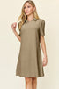 Double Take Full Size Texture Collared Neck Short Sleeve Dress Textured Dress For Women by Stevvex