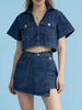 Short Sleeve Cropped Top and Skort Denim Set by Wild and Free Boutique