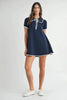 Ruffle Trimmed Collar Fine Knit Mini Dress For Women – Ruffle Mini Dress, Fine Knit Dress, Collar Dress, Feminine Mini Dress, Chic Knit Dress by Stevvex