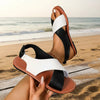Women's Color-Block Cross-Strap Flat Sandals by FitiqueFit