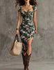 Women's Vintage Puff-Sleeve High-Waist Split Maxi Dress by FitiqueFit